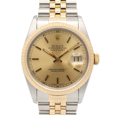 ロレックス ROLEX デイトジャスト T番 腕時計 時計 K18(イエローゴールド) ステンレススチール メンズ ゴールド系 シャンパン/バー 16233 【中古】