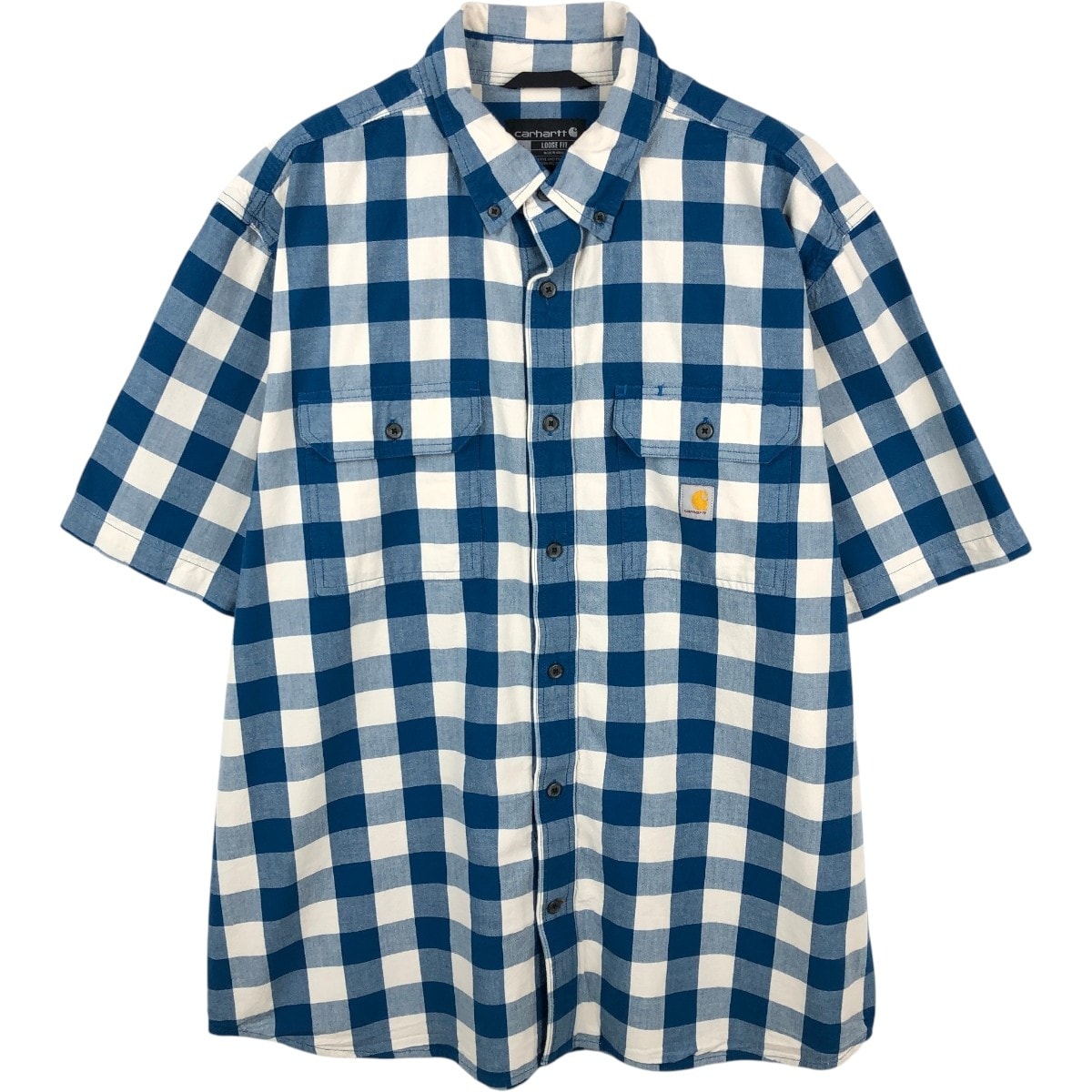 古着 カーハート Carhartt Loose Fit チェック柄 バッファローチェック 半袖 ワークシャツ メンズXL相当/eaa668084