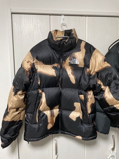 Supreme x The North Face Bleached Denim Print Nuptse Jacket "Black"