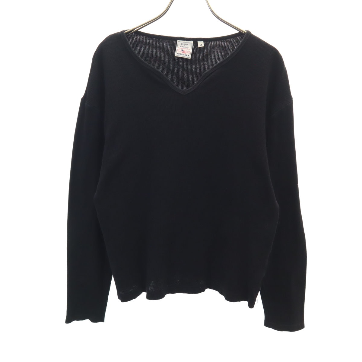 AVIREX アヴィレックス 長袖 ワッフル Tシャツ M ブラック ロンT
