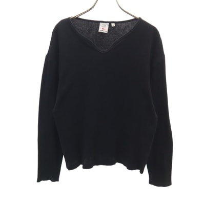 AVIREX アヴィレックス 長袖 ワッフル Tシャツ M ブラック ロンT