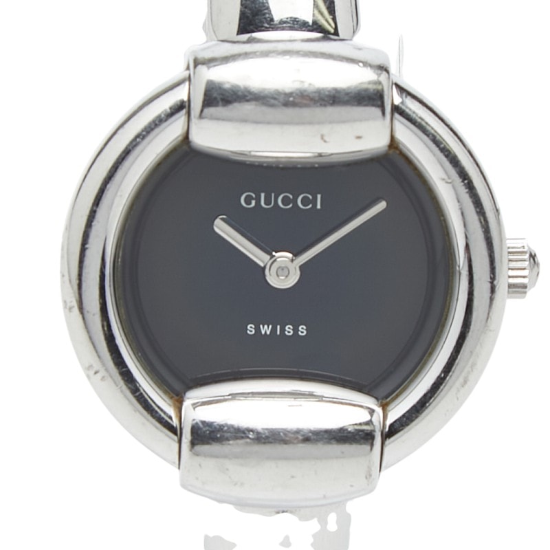 グッチ 腕時計 バングルウォッチ 1400L クオーツ ブラック文字盤 ステンレススチール レディース GUCCI 【中古】