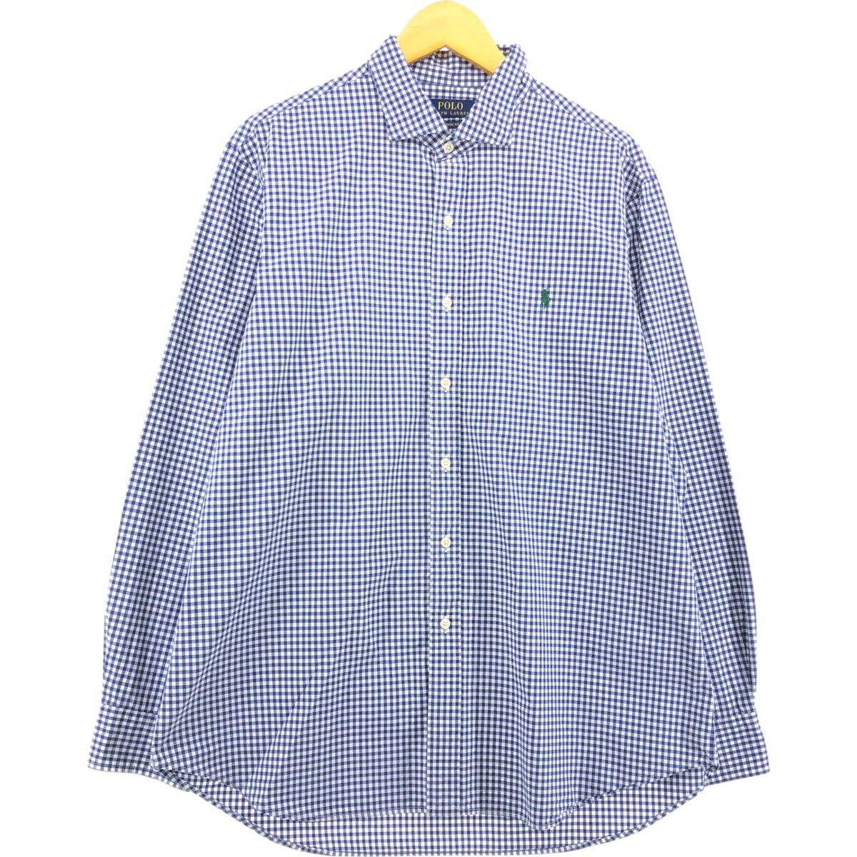 古着 ラルフローレン Ralph Lauren POLO RALPH LAUREN CLASSIC FIT ギンガムチェック ワイドカラー 長袖 コットンチェックシャツ メンズXL相当/eaa557735