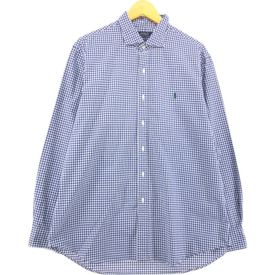 古着 ラルフローレン Ralph Lauren POLO RALPH LAUREN CLASSIC FIT ギンガムチェック ワイドカラー 長袖 コットンチェックシャツ メンズXL相当/eaa557735