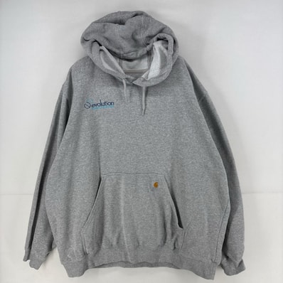 古着 カーハート Carhartt パーカー スウェット プルオーバー ロゴ 刺繍 大きいサイズ 2XL グレー メンズ
