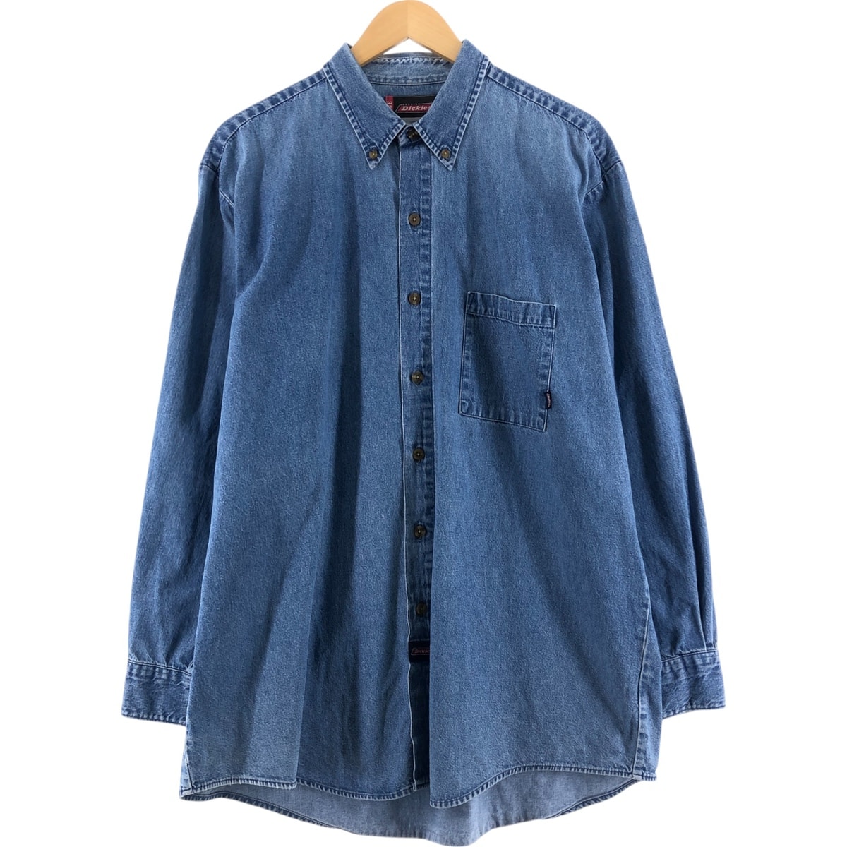 古着 ディッキーズ Dickies 長袖 ボタンダウンデニムシャツ メンズXL相当/eaa527748