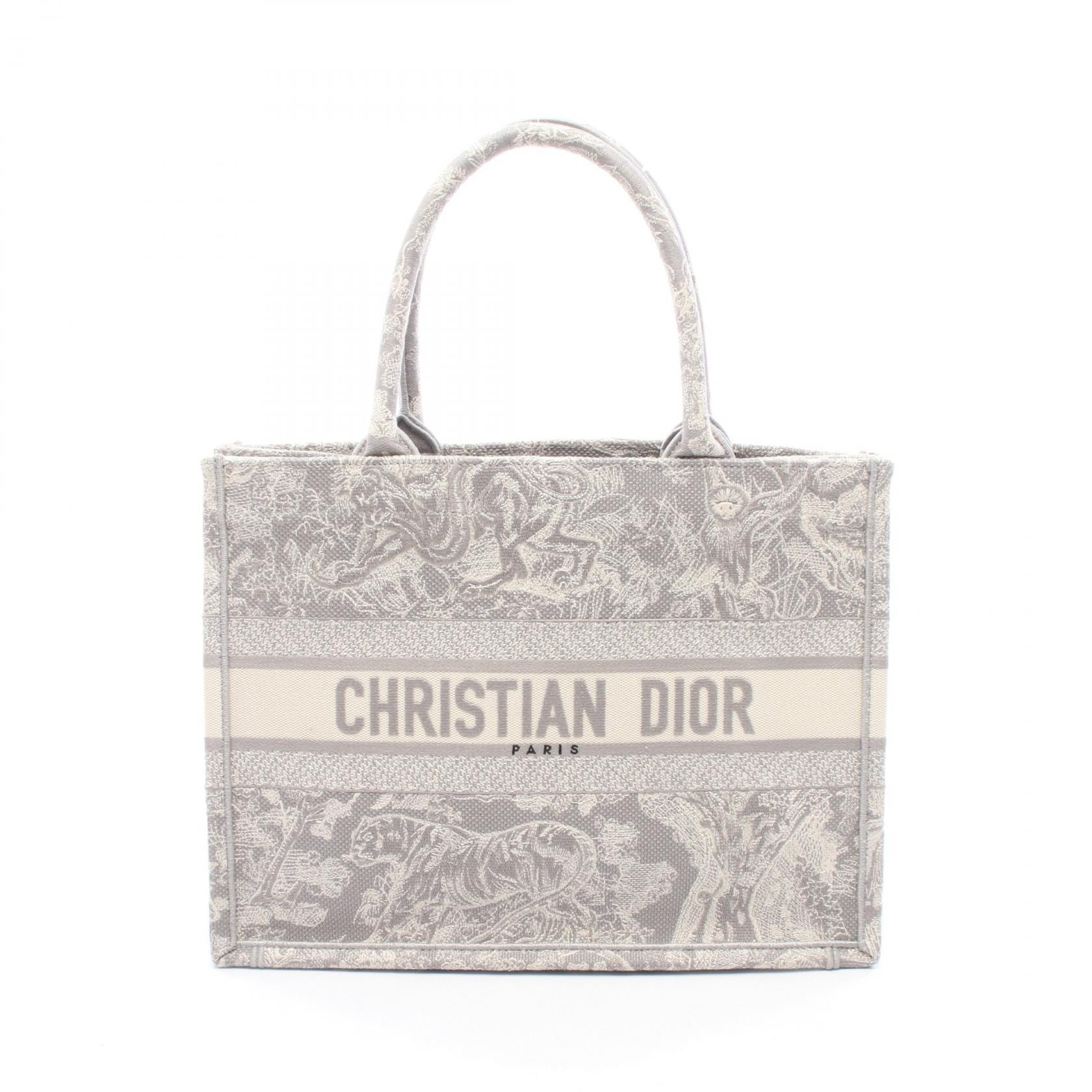 ディオール Dior BOOK TOTE ブックトート ミディアム トートバッグ バッグ キャンバス レディース グレー系 / ホワイト系 M1296ZRGO 【中古】