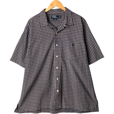古着 ラルフローレン Ralph Lauren POLO by Ralph Lauren ADAMS チェック柄 半袖 オープンカラー コットンシャツ メンズXXL相当/eaa570806