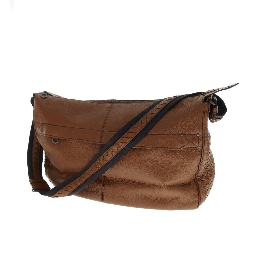 【中古】ボッテガヴェネタ BOTTEGAVENETA ショルダーバッグ ブラウン【WxH32.5xD13.5】【メンズ】