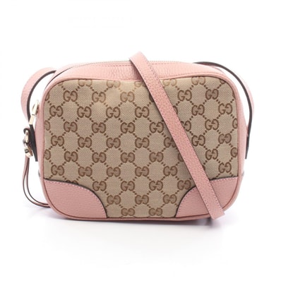 グッチ GUCCI ブリー GGキャンバス ショルダーバッグ バッグ キャンバス レザー レディース ベージュ系 / ブラウン系 / ピンク系 449413 【中古】