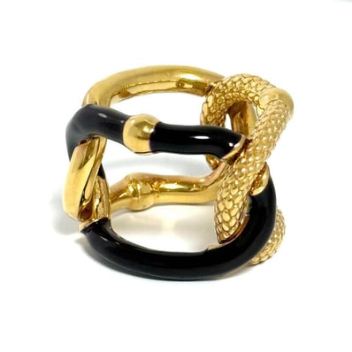 【15号・茶色】ボッテガヴェネタ メンズ イントレチャート チェーンリング 指輪