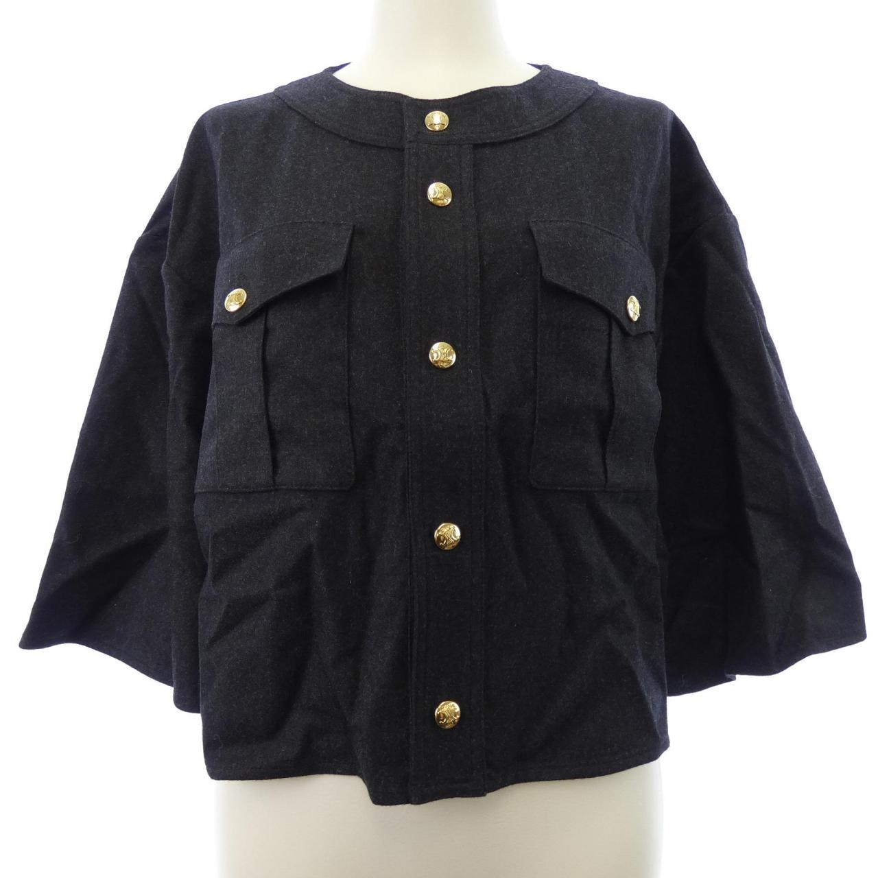 セリーヌ CELINE クロップトップ トリオンフ 2B708561F ノーカラージャケット