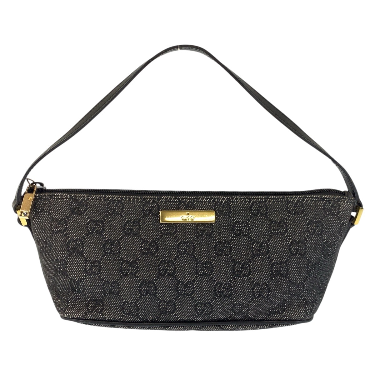 GUCCI グッチ ブラック 黒 ゴールド金具 GGキャンバス レザー/ ハンドバッグ アクセサリーポーチ 601229 【中古】