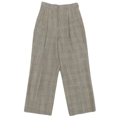 セリーヌ グレンチェック ウールシルク タックワイドパンツ ボトムス レディース ブラウン 2P718013J ―