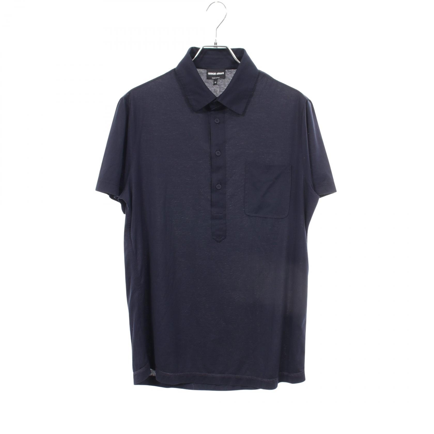 ジョルジオアルマーニ GIORGIO ARMANI ポケット付き ポロシャツ 衣料品 トップス コットン メンズ ネイビー系 LSM54JLSWEJ 【中古】