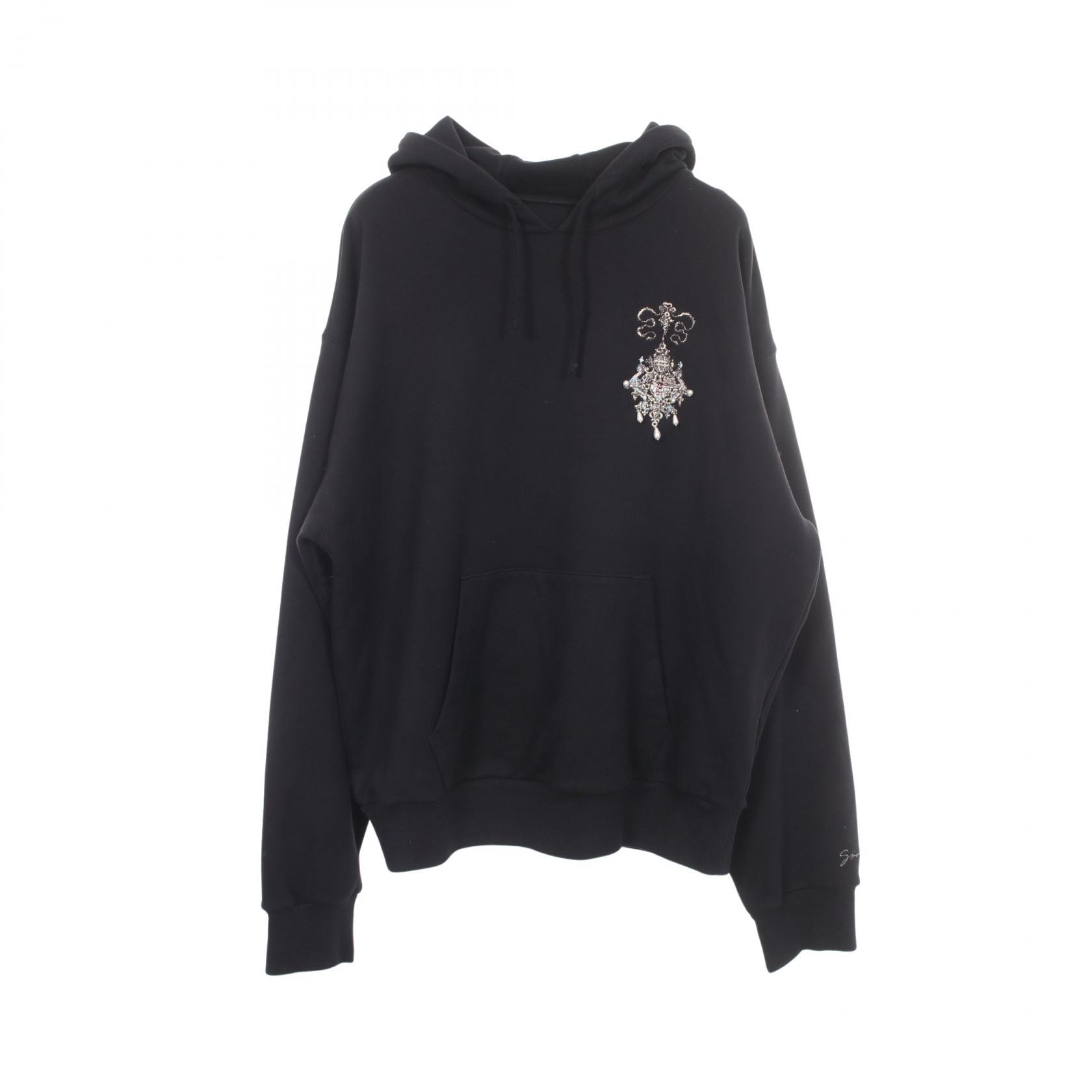 ジバンシィ GIVENCHY 刺繍 ビジュー パーカー 衣料品 トップス コットン メンズ ブラック系 【中古】