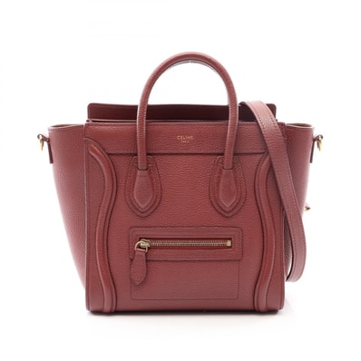 セリーヌ CELINE ラゲージ ナノショッパー 2WAY ハンドバッグ バッグ レザー レディース ボルドー系 【中古】
