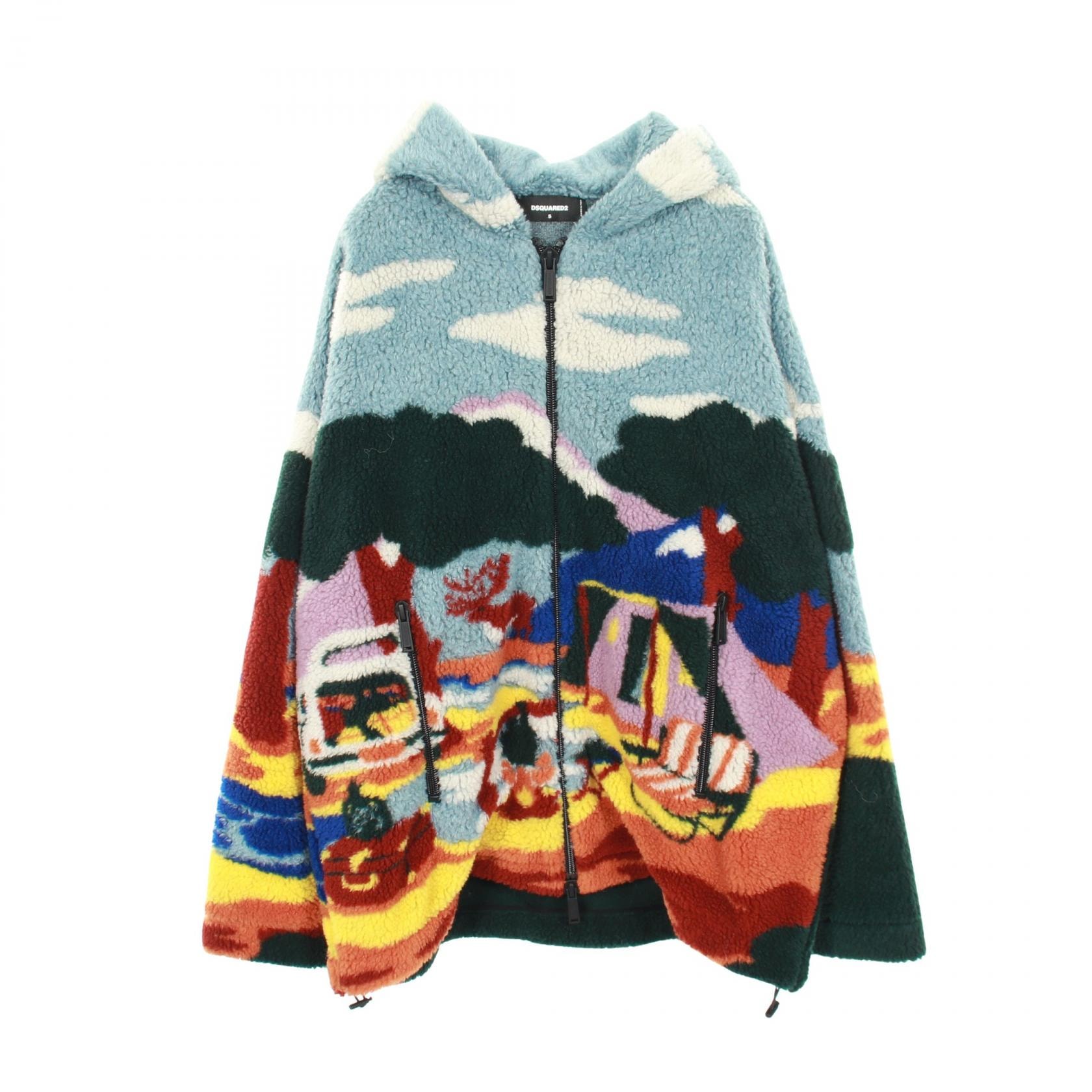 ディースクエアード DSQUARED2 ボアフリース 衣料品 アウター ポリエステル メンズ ブルー系 / マルチカラー 【中古】