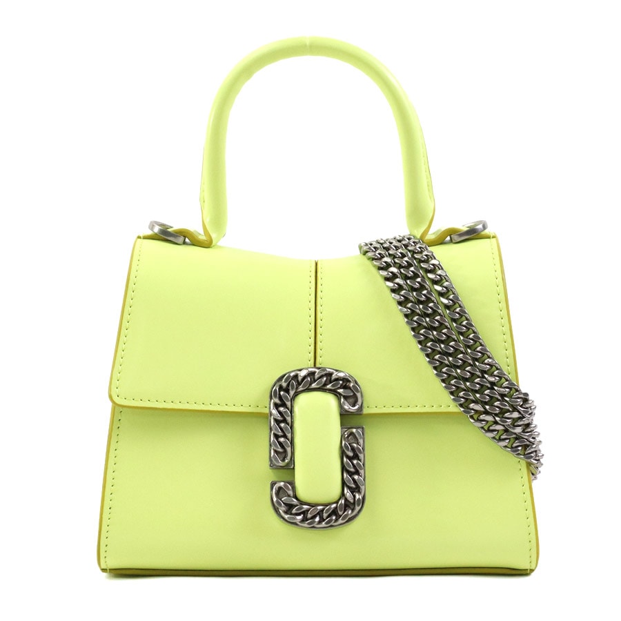 マークジェイコブス MARC JACOBS ショルダーバッグ ハンドバッグ ザ セント マーク レザー イエローグリーン レディース【中古】 r11427j