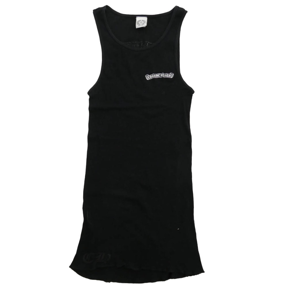 Chrome Hearts Scroll Label Print Rib Tank Top "Black"