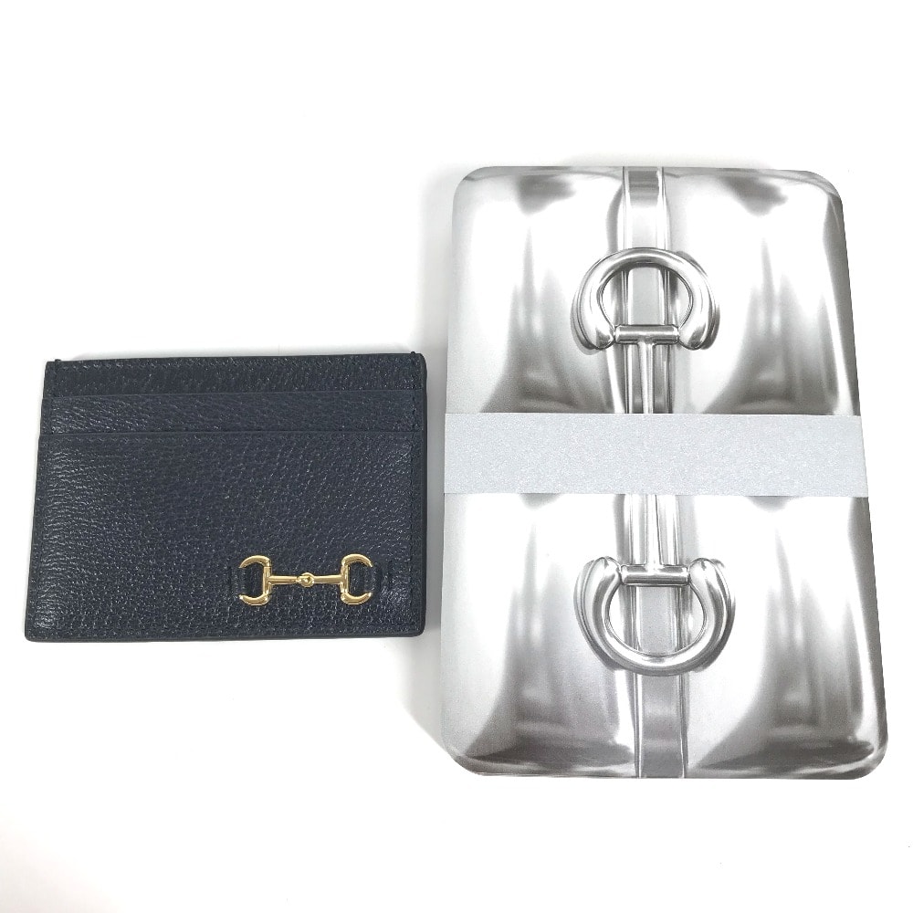 グッチ GUCCI ホースビット トランプ セット 700469 名刺入れ パスケース カードケース レザー ブラック 未使用