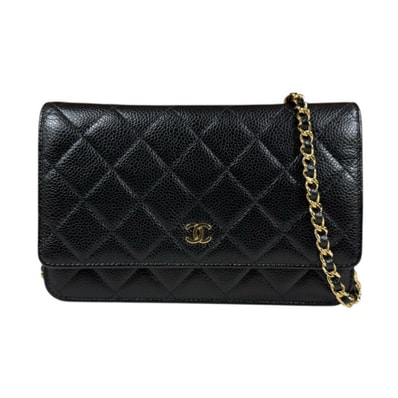 シャネル マトラッセ ショルダーバッグ キャビアスキン A33814 ブラック レディース CHANEL 中古