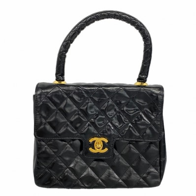 【6dc3331】シャネル ハンドバッグ マトラッセ パテントレザー ブラック ゴールド金具【中古】レディース