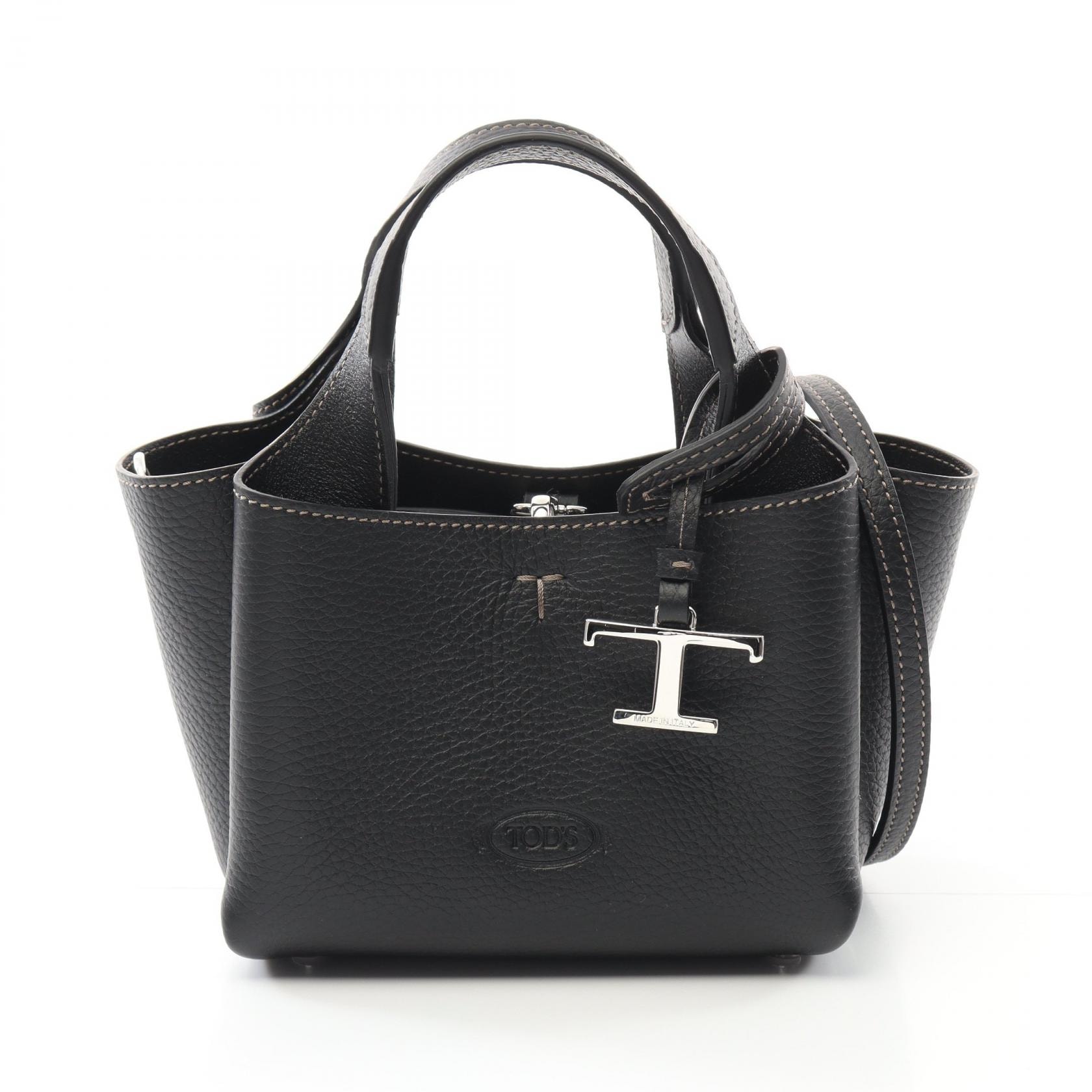 トッズ TOD'S Tタイムレス マイクロ ハンドバッグ バッグ レザー レディース ブラック系 XBWAPAFL000B999 【新品】