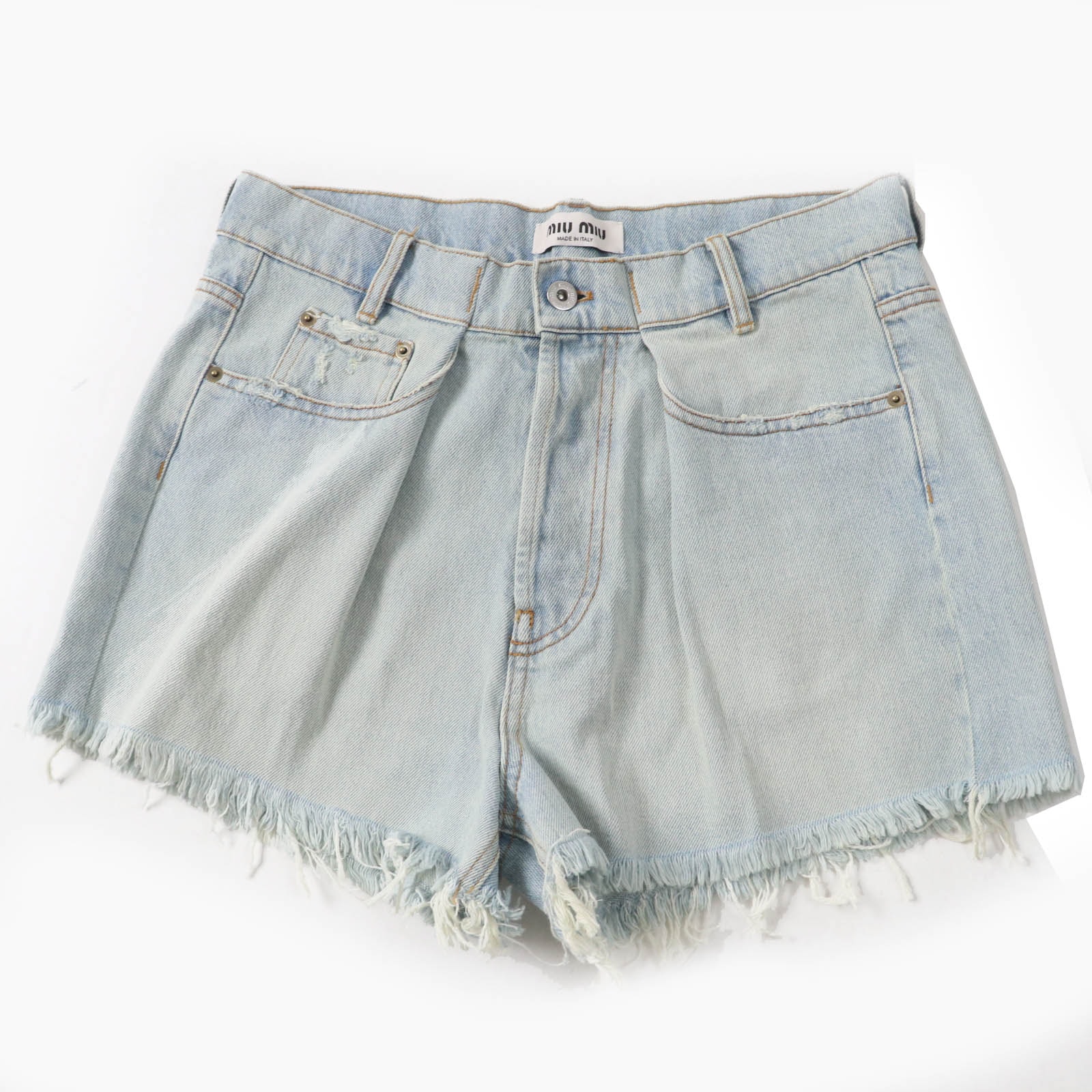 極美品 ミュウミュウ
 ショートパンツ ライトブルー レディース 26 GWP439