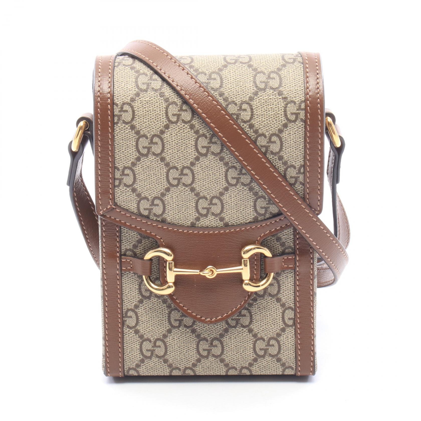 グッチ GUCCI ホースビット 1955 ミニバッグ ショルダーバッグ バッグ PVCコーティングキャンバス レザー レディース ベージュ系 / ブラウン系 625615 【中古】