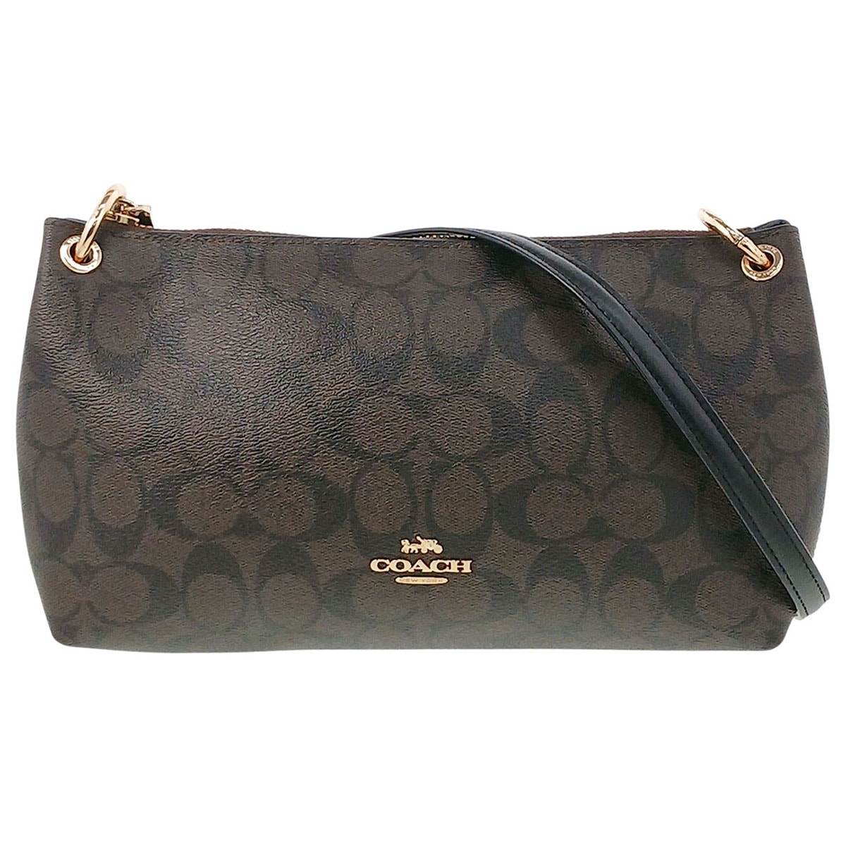 COACH コーチ シグネチャー クロスボディ ショルダーバッグ F39087 キャンバス レザー ブラウン  レディース【中古】