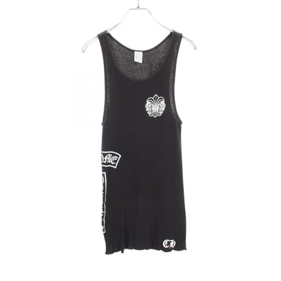 クロムハーツ CHROME HEARTS BSフレア ロゴ リブ タンクトップ 衣料品 トップス コットン メンズ ブラック系 【中古】