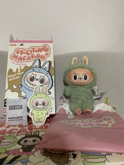 POP MART THE MONSTERS (LABUBU) Exciting Macaron Plush Series GREEN GRAPE
