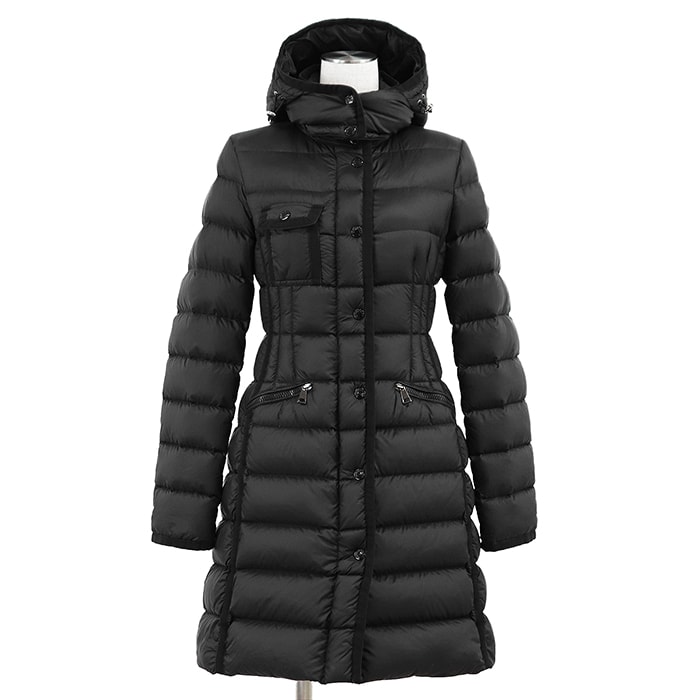 MONCLER モンクレール ダウンジャケット HERMINE サイズ 00 レディース 2018年製 ロゴ ワッペン フード取り外し可 フーデッド アウターガーメント/タグ/レシート付属 ブラック 黒 ルーマニア製