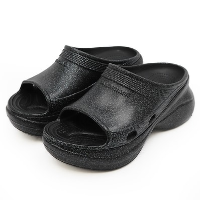 バレンシアガ Pool Crocs ラメ サンダル レディース ブラックラメ 37 BALENCIAGA