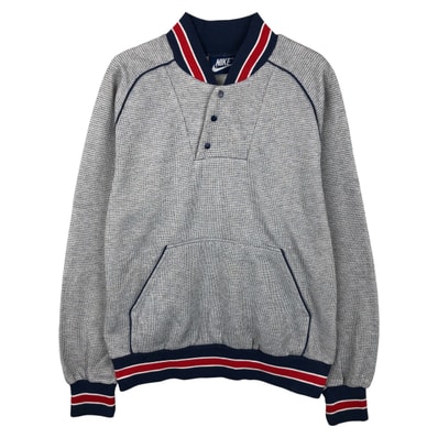 古着 80年代 ナイキ NIKE 紺タグ ハーフボタン スウェットシャツ トレーナー メンズL相当 ヴィンテージ/eaa607489