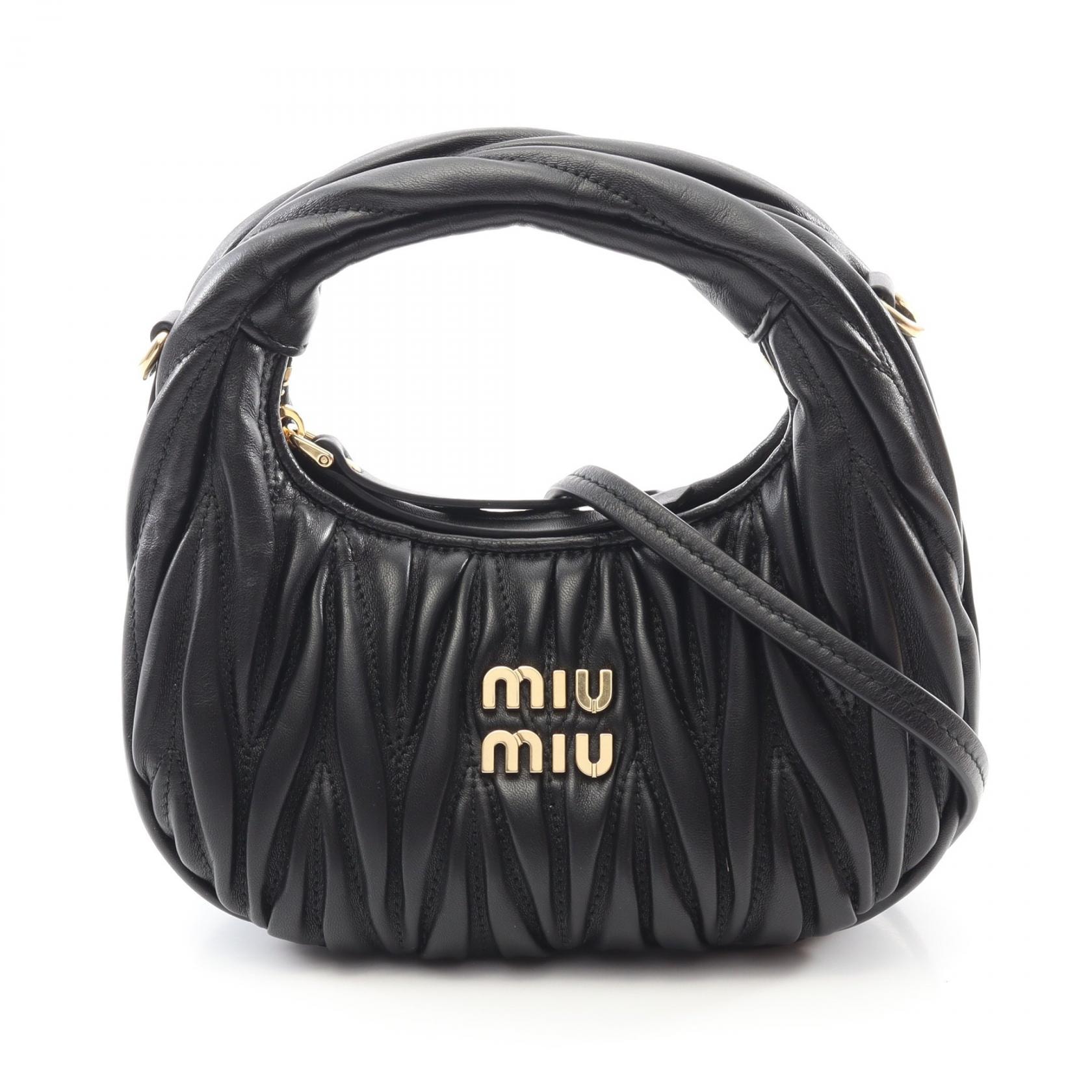 ミュウ ミュウ Miu Miu ワンダー マテラッセ ハンドバッグ バッグ レザー レディース ブラック系 5BP078OOOAN88F0002 【新品】