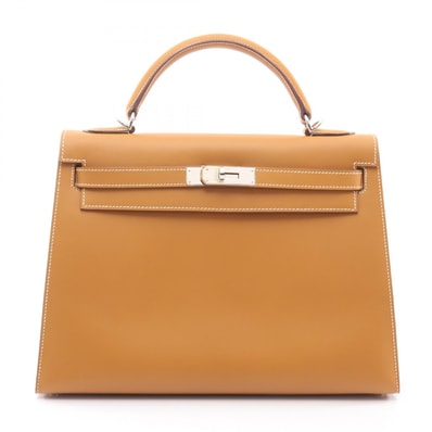 エルメス HERMES ケリー32 ハンドバッグ バッグ レザー ヴォーシャモニー ヴォーシャモニー ナチュラル □I刻印(2005年製造) レディース ブラウン系 【中古】