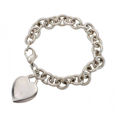 【6jdb0255】ティファニー ブレスレット ハートタグ シルバー925【中古】レディース