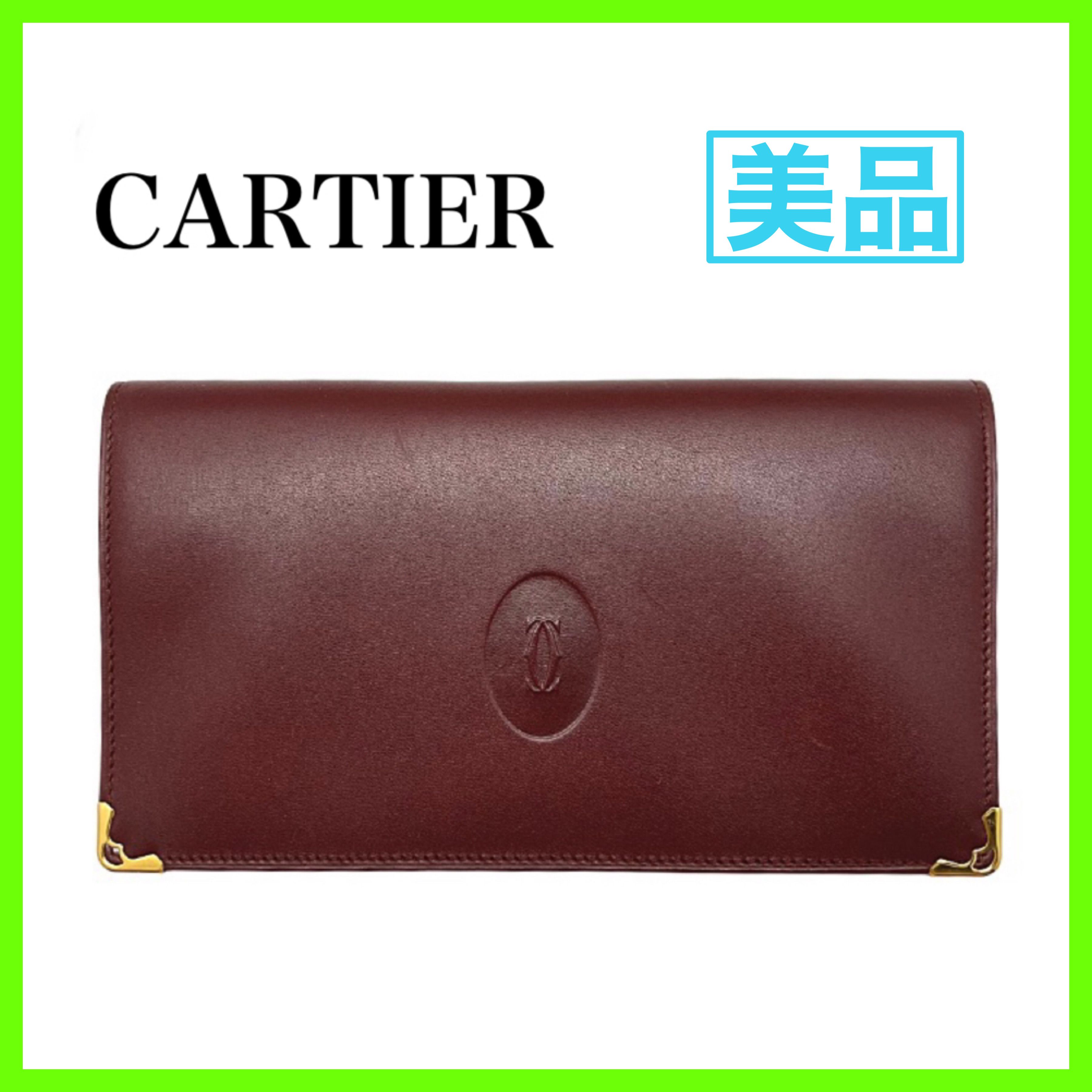 カルティエ レディース 長財布 がま口財布 マストライン ボルドー