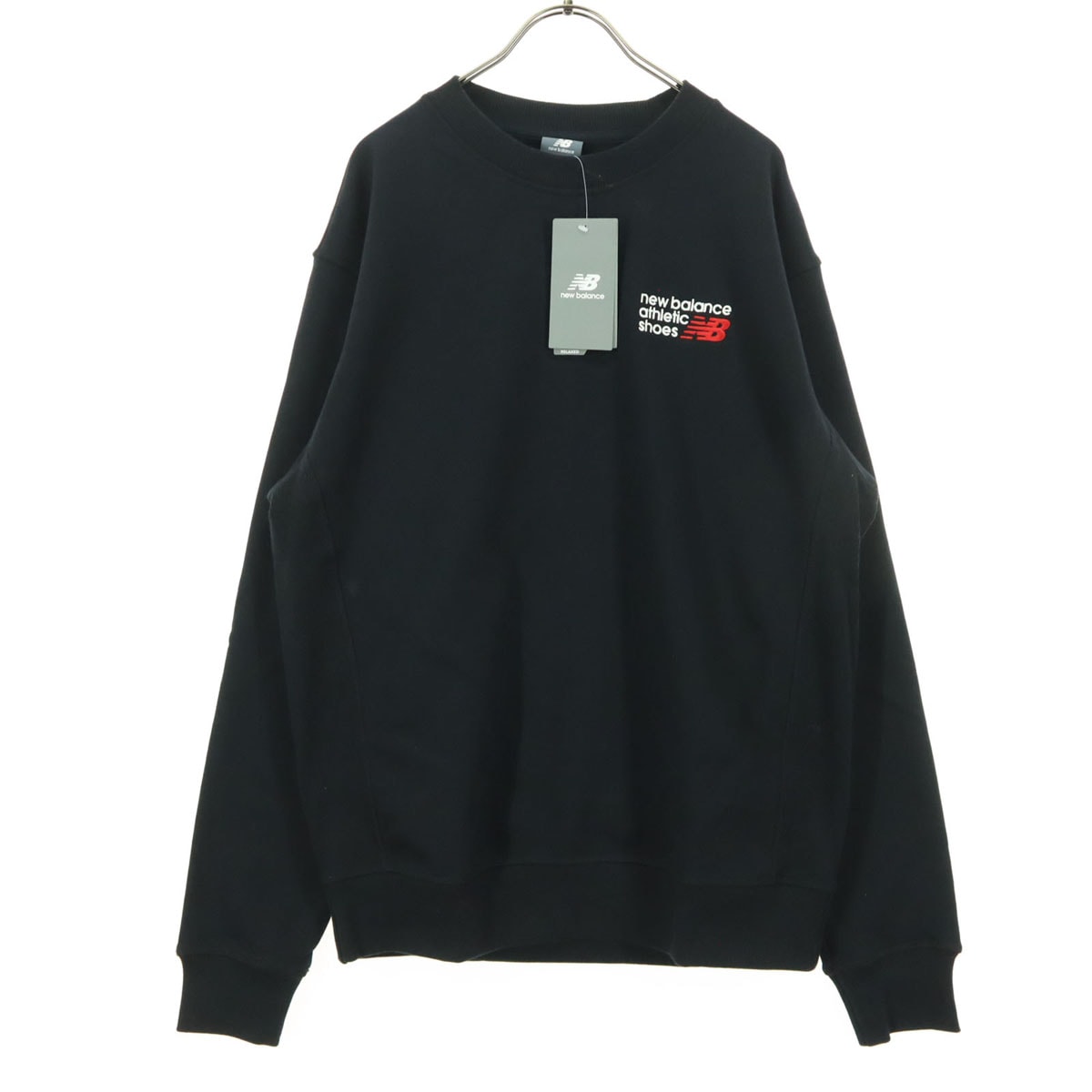 未使用 NEW BALANCE ニューバランス 英字 ワンポイントロゴ 長袖 トレーナー XS ブラック スウェット