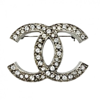 CHANEL シャネル ブローチ ココマーク アクセサリー ラインストーン 12C シルバー レディース 約12.3g 2012年【中古品】