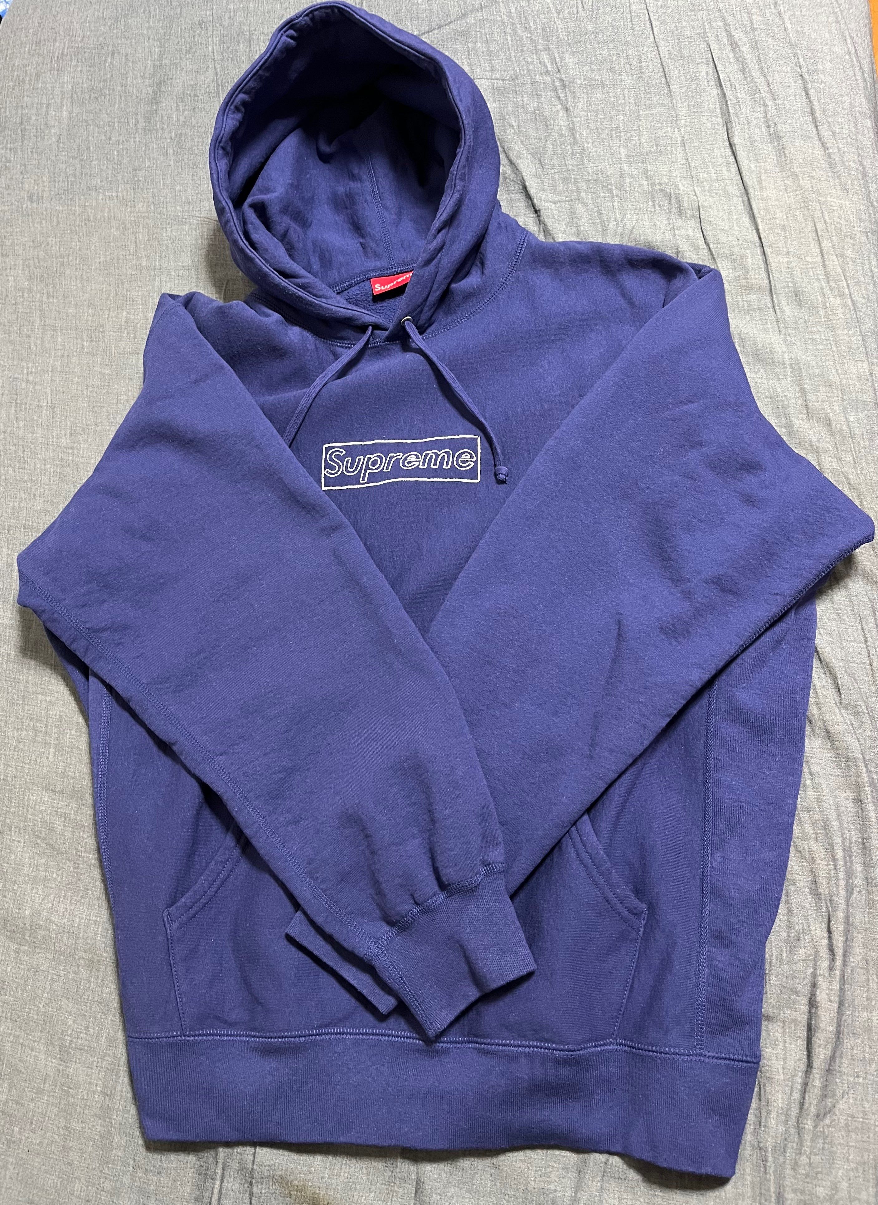 Supreme KAWS Chalk Logo Hooded Sweatshirt "Washed Navy"(2021)