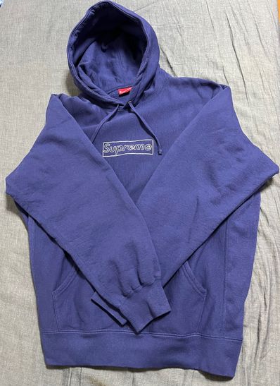 Supreme KAWS Chalk Logo Hooded Sweatshirt "Washed Navy"(2021)