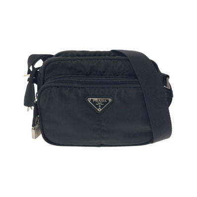 PRADA プラダ テスート 三角ロゴプレート ブラック 黒 シルバー金具 ナイロン ショルダーバッグ ポシェット 603335 【中古】