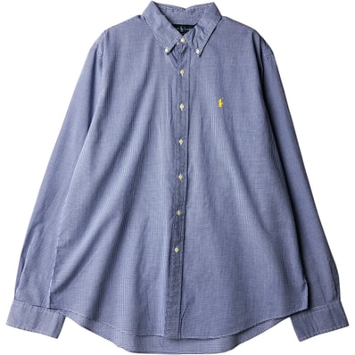 古着 ラルフローレン Ralph Lauren CUSTOM FIT ギンガムチェック 長袖 ボタンダウンチェックシャツ メンズXL相当/eaa650135