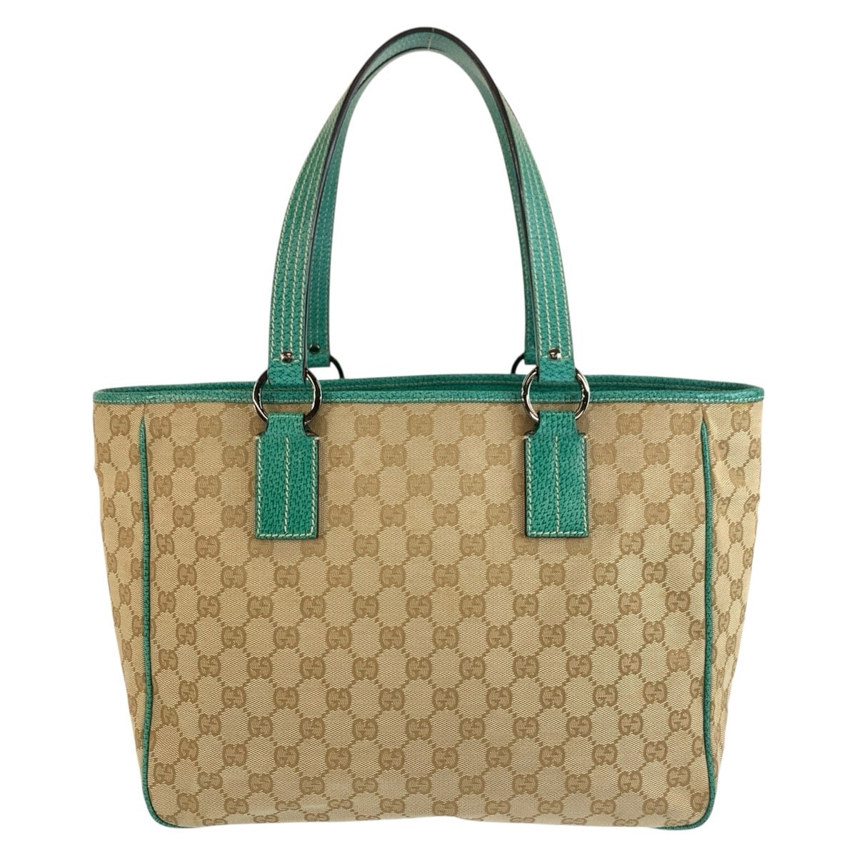 美品 GUCCI グッチ グリーン ベージュ GGキャンバス トートバッグ ショルダーバッグ 1-0294310 【中古】