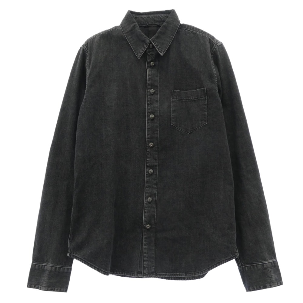 CHROME HEARTS クロムハーツ(原本無) その他トップス DENIM LOOSEEND 袖レザークロスパッチ クロスボールボタン ルーズエンド 長袖 デニムシャツ ダークグレー系 S【中古】