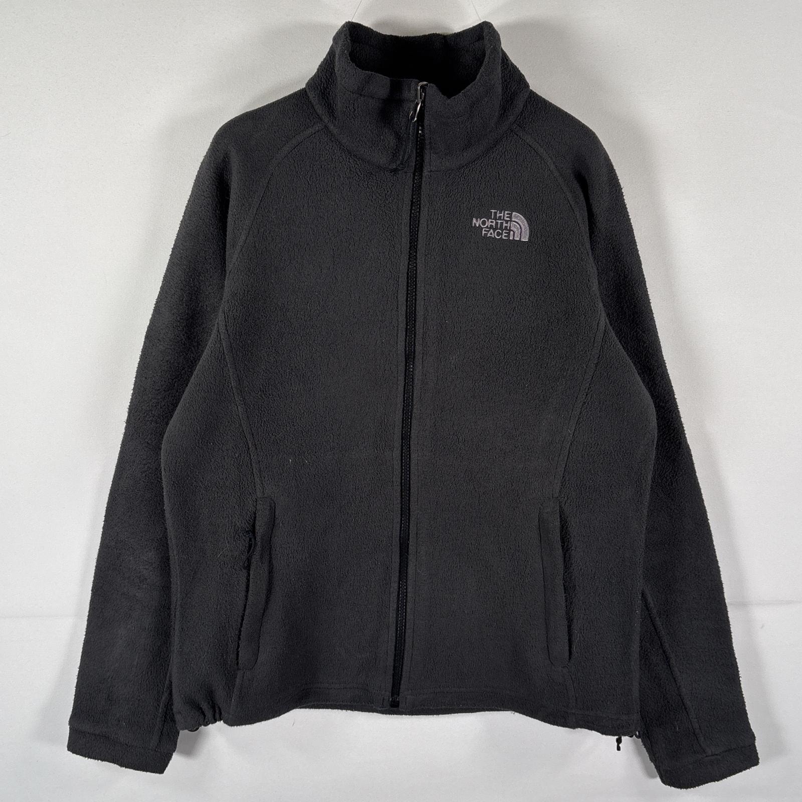古着 ザ・ノースフェイス THE NORTH FACE フルジップフリースジャケット ワンポイントロゴ刺繍 アウトドア M  ブラック レディース