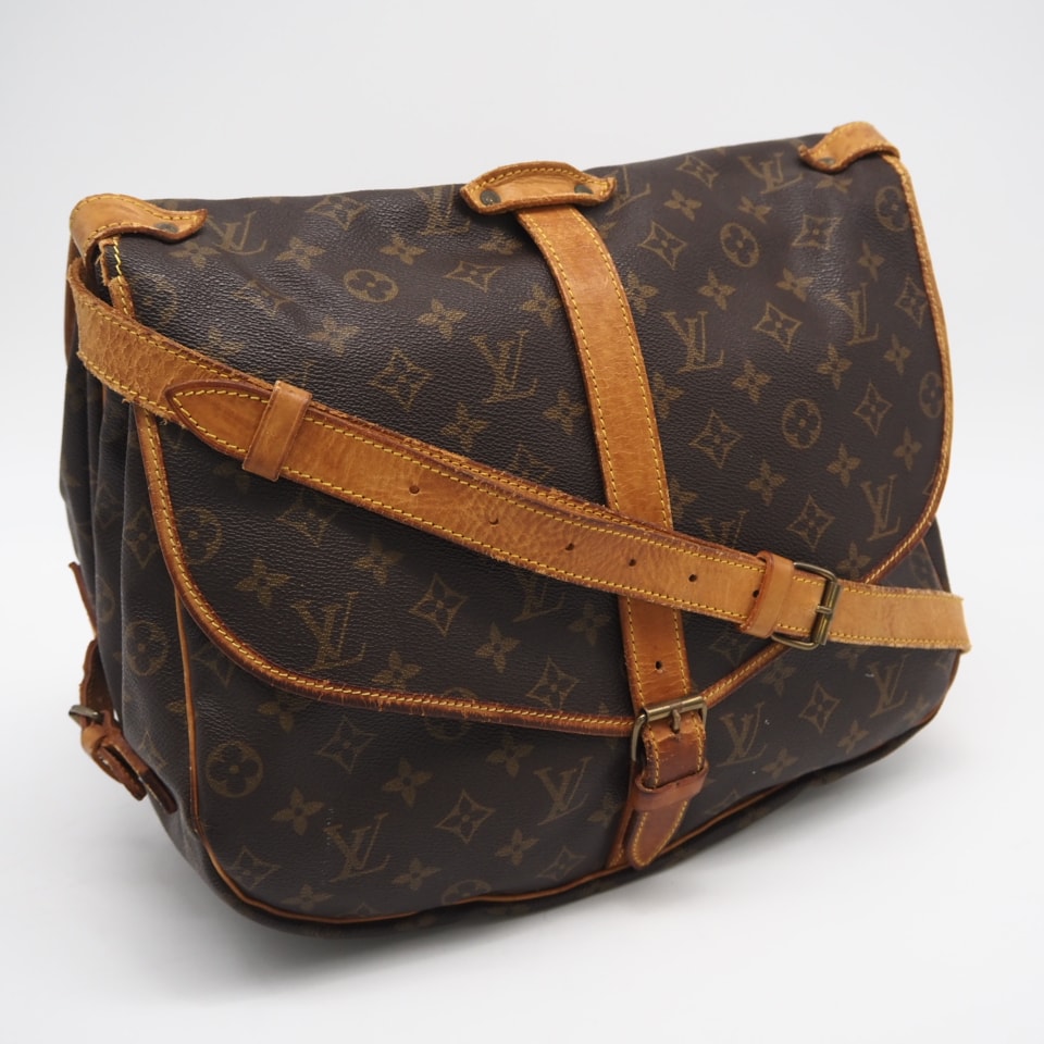 LOUIS VUITTON ルイ・ヴィトン モノグラム ソミュール35 M42254 ショルダーバッグ ブラウン コーティングキャンバス レザー レディース